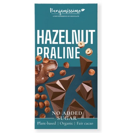CZEKOLADA Z ORZECHAMI LASKOWYMI BEZ DODATKU CUKRÓW BEZGLUTENOWA BIO 60 g - BENJAMISSIMO