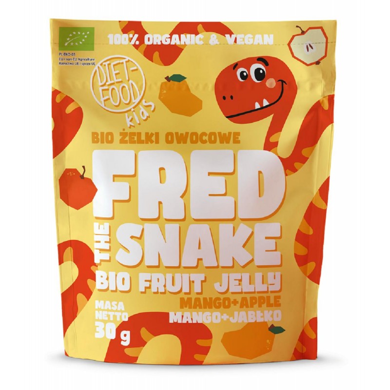 ŻELKI MANGO - JABŁKO BEZ ŻELATYNY BIO 30 g - DIET-FOOD (FRED THE SNAKE)