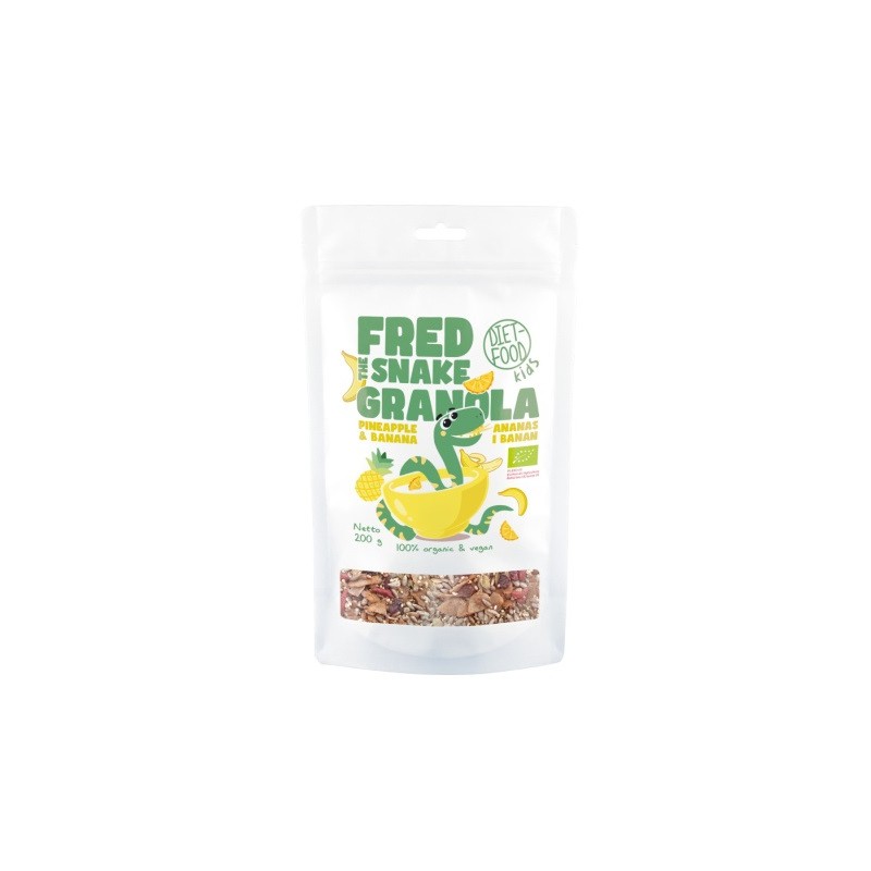 GRANOLA Z ANANASEM I BANANEM BIO 200 g - DIET-FOOD (FRED THE SNAKE)