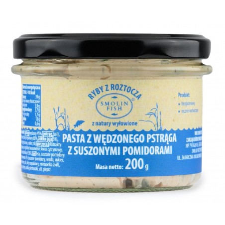 PASTA Z PSTRĄGA WĘDZONEGO Z SUSZONYMI POMIDORAMI BEZGLUTENOWA 200 g - SMOLIN FISH (NA ZAMÓWIENIE)