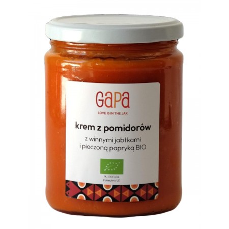 KREM Z POMIDORÓW Z PIECZONĄ PAPRYKĄ I WINNYMI JABŁKAMI BIO 450 g - GAPA