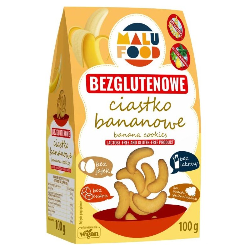 CIASTKA BANANOWE BEZ CUKRU BEZGLUTENOWE 100 g - MALU FOOD