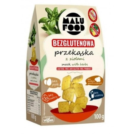 PRZEKĄSKA Z ZIOŁAMI BEZ CUKRU BEZGLUTENOWA 100 g - MALU FOOD