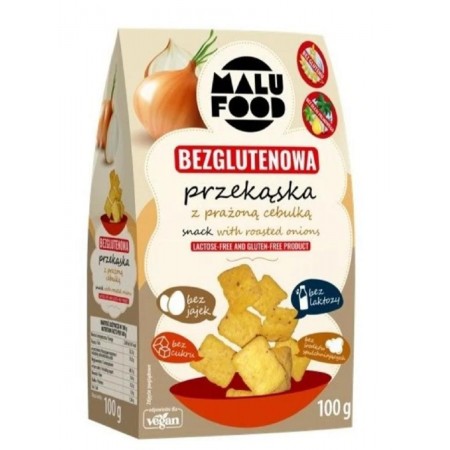 PRZEKĄSKA Z PRAŻONĄ CEBULKĄ BEZ CUKRU BEZGLUTENOWA 100 g - MALU FOOD