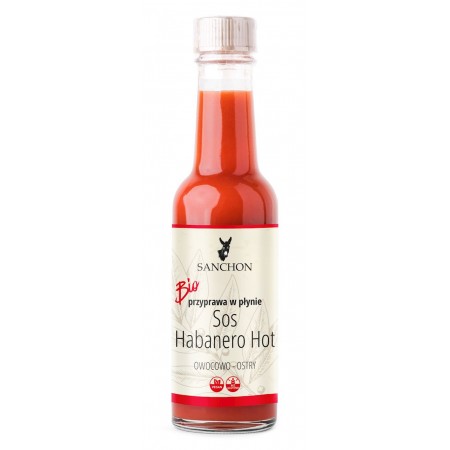 PRZYPRAWA WEGAŃSKA W PŁYNIE HABANERO HOT BEZGLUTENOWA BIO 140 ml - SANCHON