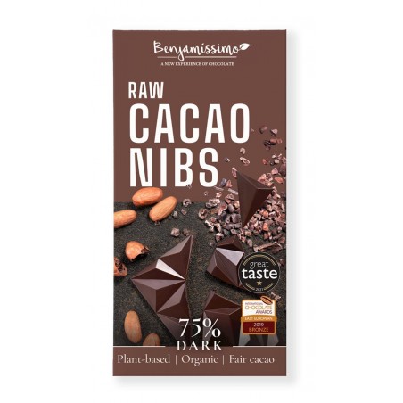 CZEKOLADA GORZKA Z ZIARNAMI KAKAOWCA BEZGLUTENOWA BIO 60 g - BENJAMISSIMO