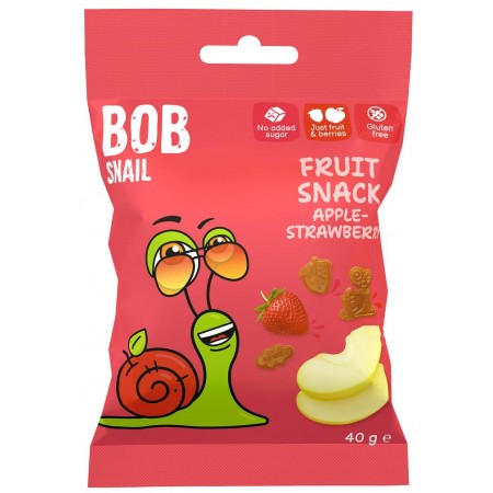 ŻELKI JABŁKO - TRUSKAWKA BEZ ŻELATYNY BEZGLUTENOWE 40 g - BOB SNAIL