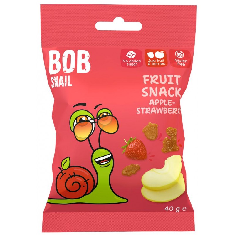 ŻELKI JABŁKO - TRUSKAWKA BEZ ŻELATYNY BEZGLUTENOWE 40 g - BOB SNAIL
