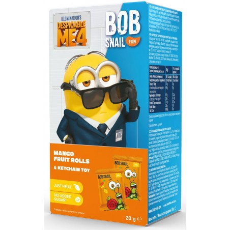 PRZEKĄSKA EAT & PLAY MANGO Z BRELOKIEM MINIONKI BEZGLUTENOWA 20 g - BOB SNAIL