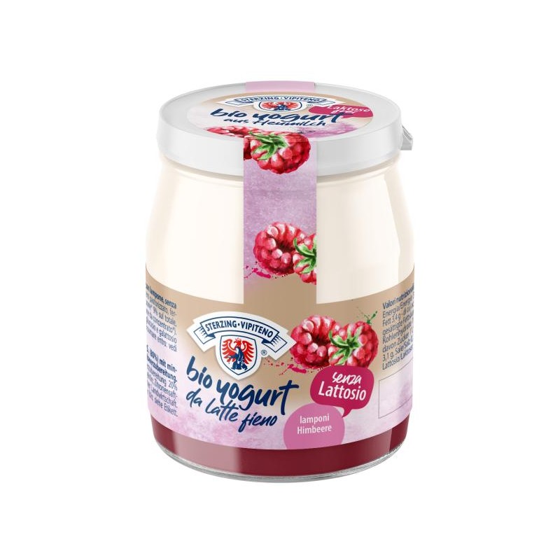JOGURT MALINOWY Z MLEKA SIENNEGO BEZGLUTENOWY BIO 150 g (SŁOIK) - STERZING-VIPITENO