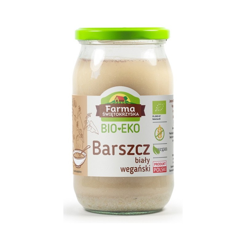 BARSZCZ BIAŁY NA ZAKWASIE GRYCZANYM BEZGLUTENOWY BIO 720 ml (SŁOIK) - FARMA ŚWIĘTOKRZYSKA
