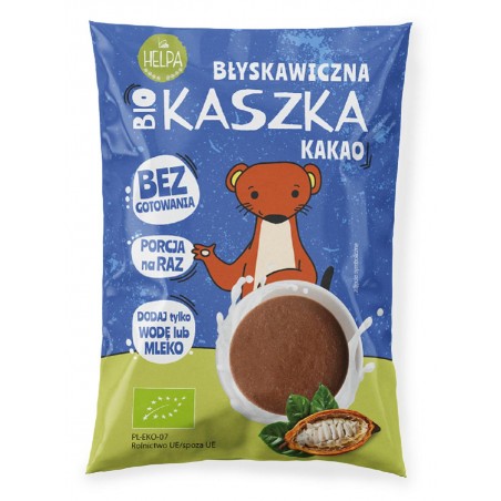 KASZKA BŁYSKAWICZNA Z KAKAO BEZ DODATKU CUKRÓW BIO 35 g - HELPA
