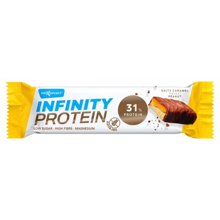 BATON PROTEINOWY Z KARMELEM I ORZESZKAMI ZIEMNYMI W MLECZNEJ CZEKOLADZIE BEZGLUTENOWY 55 g - MAXSPORT