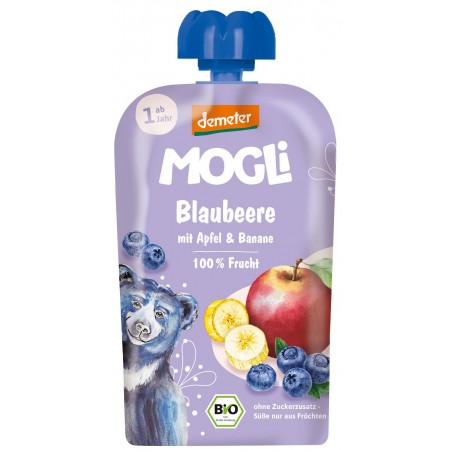 MUS JABŁKO - BANAN - BORÓWKA BEZ DODATKU CUKRÓW OD 1 ROKU DEMETER BIO 100 g - MOGLI