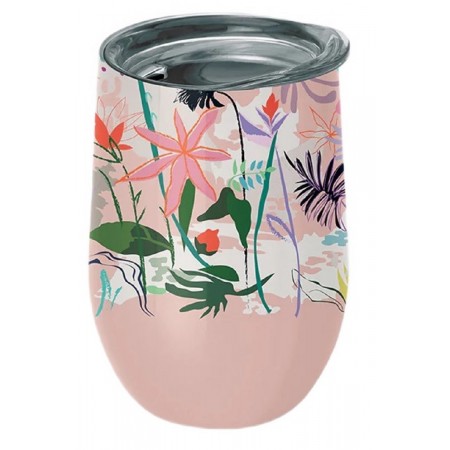 KUBEK TERMICZNY Z POKRYWKĄ KWIATY 420 ml - CHIC-MIC