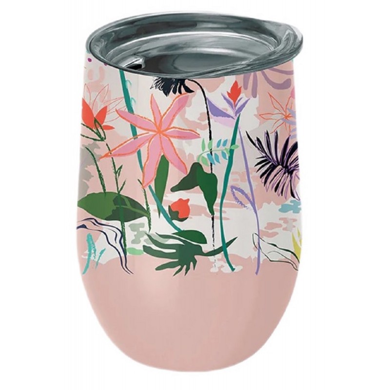 KUBEK TERMICZNY Z POKRYWKĄ KWIATY 420 ml - CHIC-MIC