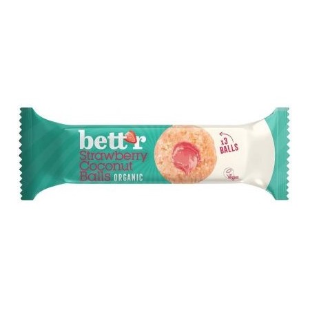 KULKI KOKOSOWE Z NADZIENIEM TRUSKAWKOWYM BEZGLUTENOWE BIO (3 x 15 g) 45 g - BETT'R