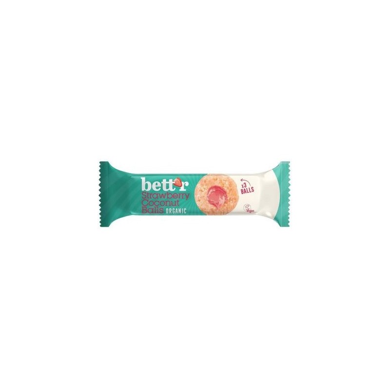 KULKI KOKOSOWE Z NADZIENIEM TRUSKAWKOWYM BEZGLUTENOWE BIO (3 x 15 g) 45 g - BETT'R