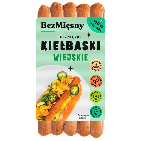 KIEŁBASKI WIEJSKIE ROŚLINNE 180 g - BEZMIĘSNY