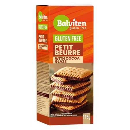 HERBATNIKI PETIT BEURRE Z DODATKIEM POLEWY KAKAOWEJ BEZGLUTENOWE 115 g - BALVITEN
