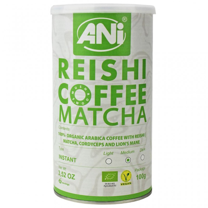 KAWA ROZPUSZCZALNA ARABICA Z REISHI I MATCHA BIO 100 g - ANI
