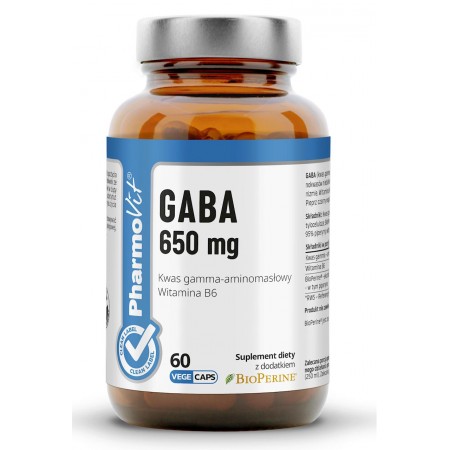 GABA (650 mg) BEZGLUTENOWA 60 KAPSUŁEK - PHARMOVIT (CLEAN LABEL)