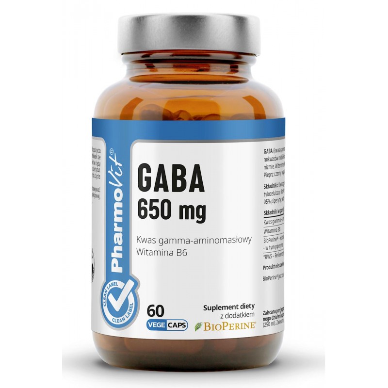 GABA (650 mg) BEZGLUTENOWA 60 KAPSUŁEK - PHARMOVIT (CLEAN LABEL)