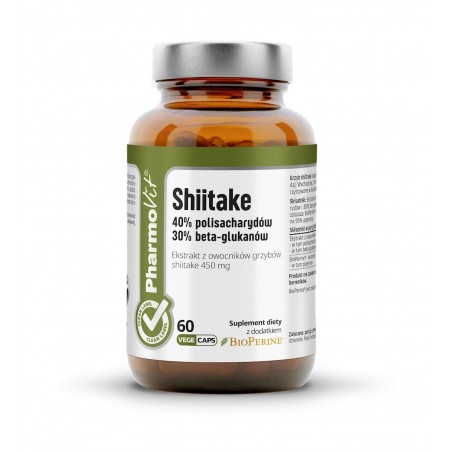 GRZYBY SHIITAKE EKSTRAKT (450 mg) BEZGLUTENOWY 60 KAPSUŁEK - PHARMOVIT (CLEAN LABEL)