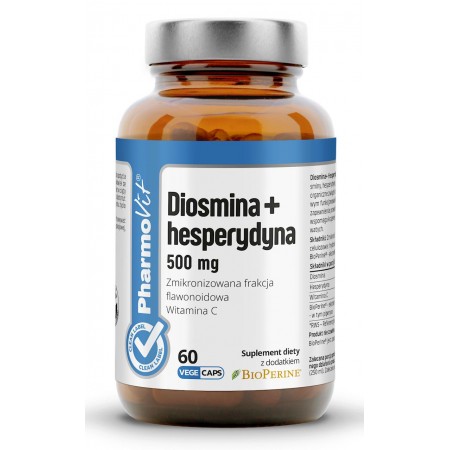 DIOSMINA + HESPERYDYNA (500 mg) BEZGLUTENOWA 60 KAPSUŁEK - PHARMOVIT (CLEAN LABEL)