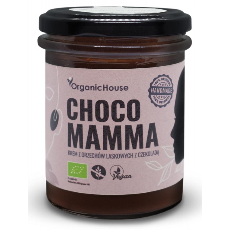 KREM Z ORZECHÓW LASKOWYCH Z CZEKOLADĄ BEZGLUTENOWY BIO 180 g - ORGANICHOUSE (CHOCOMAMMA)
