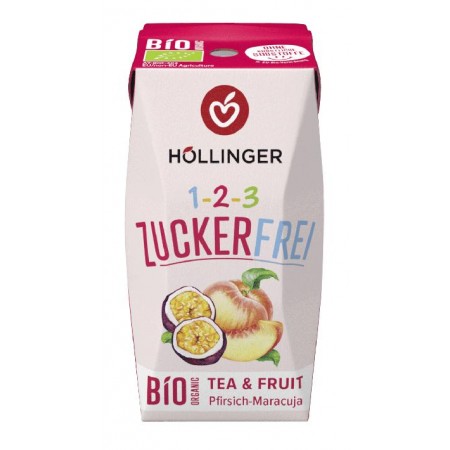 NAPÓJ O SMAKU BRZOSKWINIA - MARAKUJA BEZ CUKRU BIO 200 ml - HOLLINGER