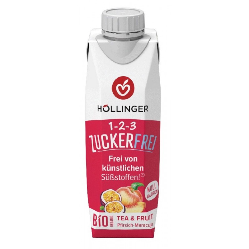 NAPÓJ O SMAKU BRZOSKWINIA - MARAKUJA BEZ CUKRU BIO 300 ml - HOLLINGER