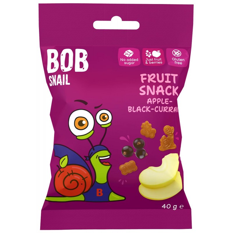 ŻELKI JABŁKO - CZARNA PORZECZKA BEZ ŻELATYNY BEZGLUTENOWE 40 g - BOB SNAIL