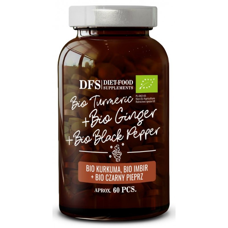 KURKUMA - IMBIR - PIPERYNA BIO 60 TABLETEK - DIET-FOOD