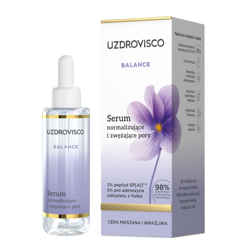 SERUM DO TWARZY NORMALIZUJĄCE I ZWĘŻAJĄCE PORY 30 ml - UZDROVISCO (BALANCE)