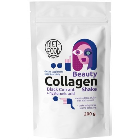 SHAKE KOLAGENOWY Z KWASEM HIALURONOWYM I CZARNĄ PORZECZKĄ 200 g - DIET-FOOD