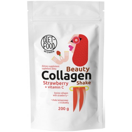 SHAKE KOLAGENOWY Z WITAMINĄ C I TRUSKAWKĄ 200 g - DIET-FOOD