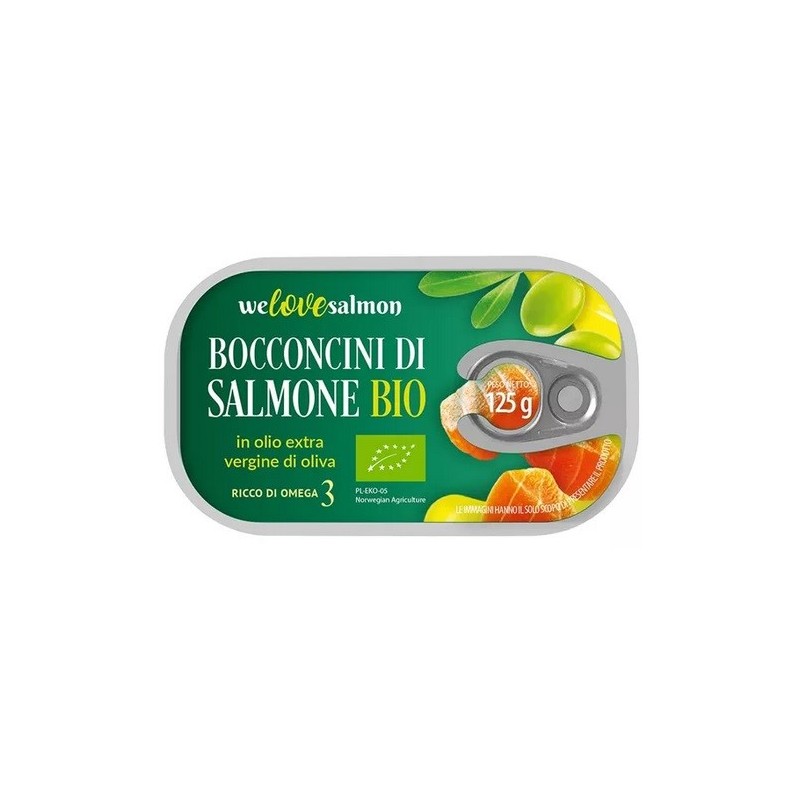 Kawałki łososia w oliwie z oliwek extra virgin BIO 125g /70g