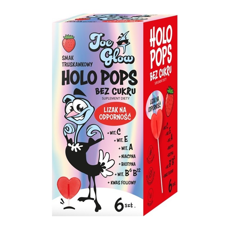 HOLOPOPS Lizak na odporność truskawkowy  B/C ( 6szt) 36 g