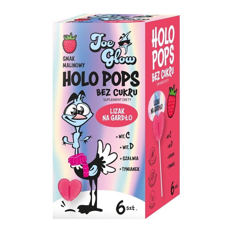 HOLOPOPS lizak na gardło malinowy B/C (6szt) 36 g