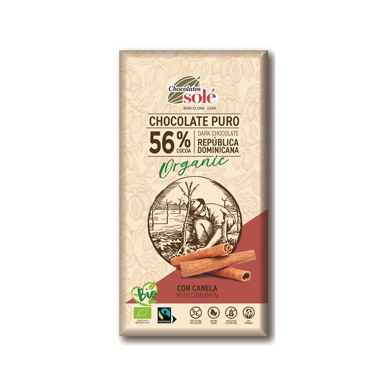 Czekolada gorzka 56% kakao z cynamonem BIO 100 g