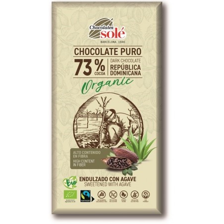 Czekolada gorzka 73% kakao słodzona syropem z agawy BIO 100 g