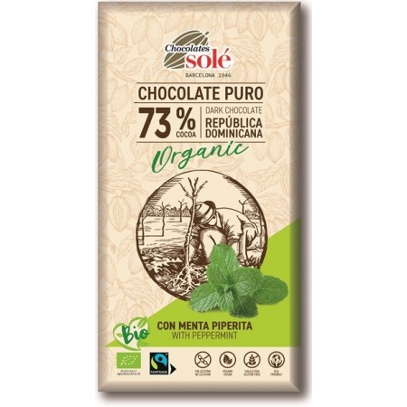 Czekolada gorzka 73% kakao z miętą BIO 100 g