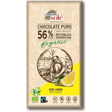 Czekolada gorzka 56% kakao z cytryną BIO 100 g