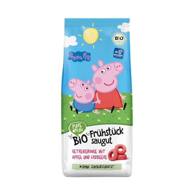 Kółeczka śniadaniowe jabłko- truskawka BIO 125 g Świnka Peppa