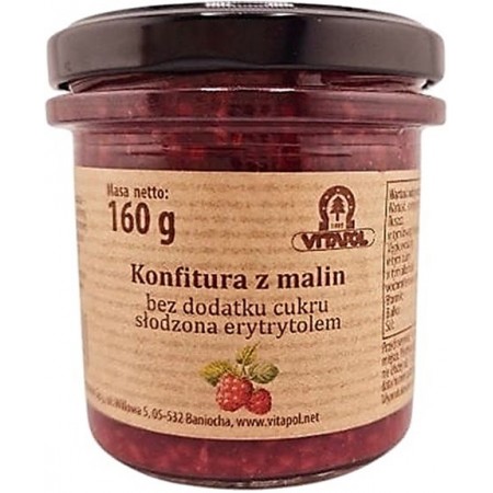 Konfitura z malin słodzona erytrytolem  B/C 160g
