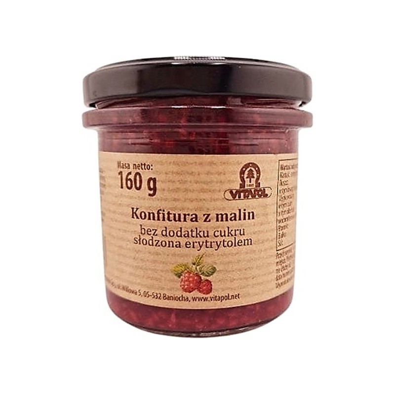 Konfitura z malin słodzona erytrytolem  B/C 160g