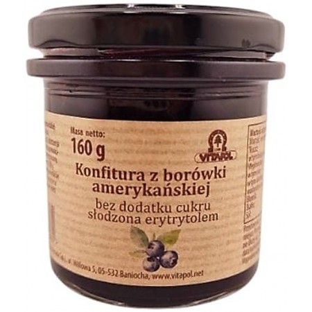 Konfitura z borówki amerykańskiej słodzona erytrytolem B/C 160g