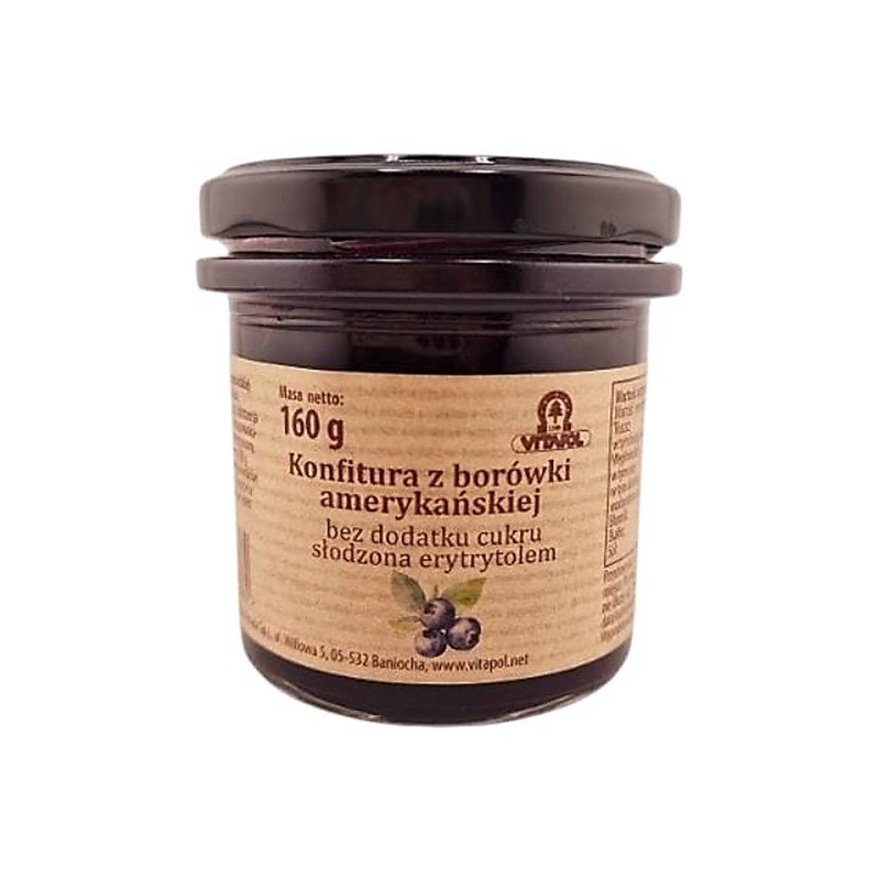 Konfitura z borówki amerykańskiej słodzona erytrytolem B/C 160g