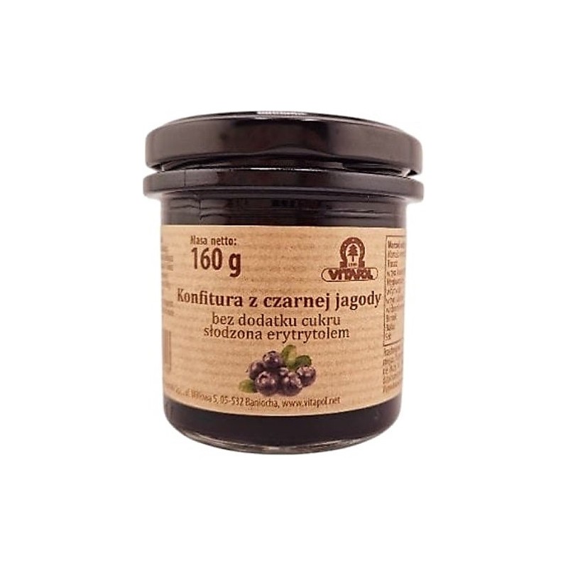 Konfitura z czarnej jagody słodzona erytrytolem B/C 160g